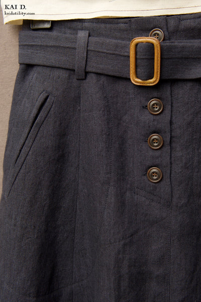 Georgia Linen Skirt - Navy - XS, S, M