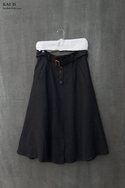 Georgia Skirt - Wool/Cotton - Brownish Black - S, M, L