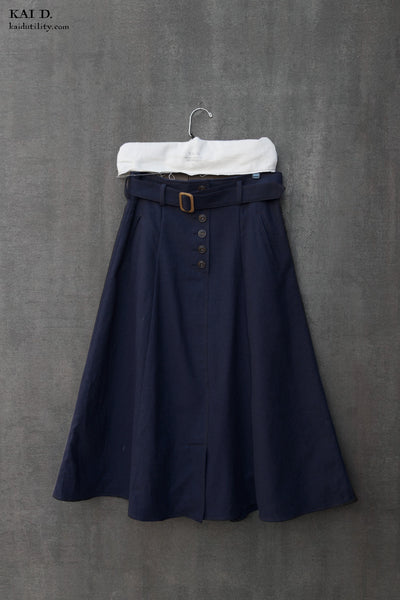 Georgia Skirt - Wool/Cotton/Linen - Dark Blue - S, M, L