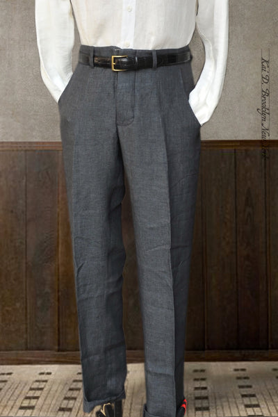 Light Belgian Linen Borough Pants - Slate Grey - 30, 32, 34, 36, 38
