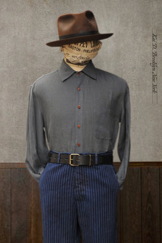 Cassady Shirt (Relaxed Cut)- Slate Belgian Linen - XL, XXL