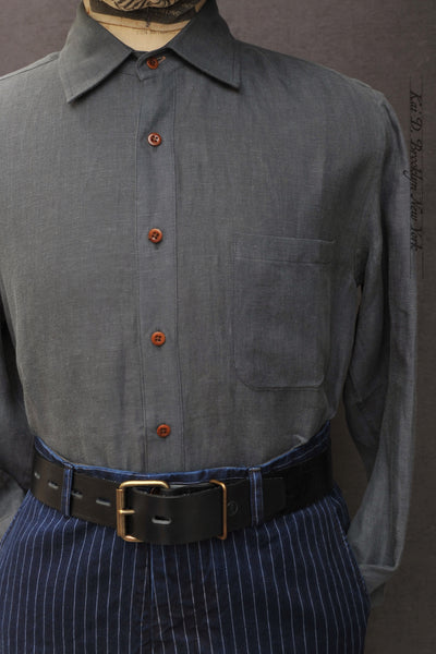 Cassady Shirt (Relaxed Cut)- Slate Belgian Linen - XL, XXL