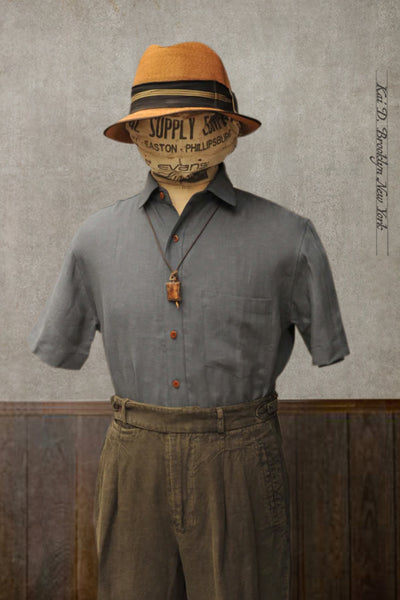 Cassady Shirt - Slate Grey Belgian Linen - M, L, XXL