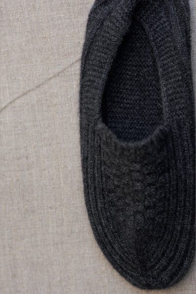 Mongolian Cashmere Prayer Slippers - Charcoal - Men’s, Women's