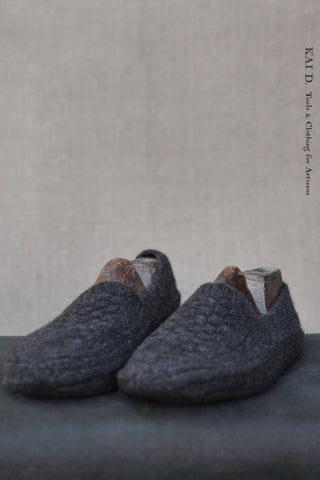Mongolian Cashmere Prayer Slippers - Charcoal - Men’s, Women's