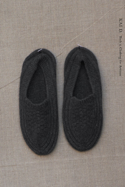 Mongolian Cashmere Prayer Slippers - Charcoal - Men’s, Women's