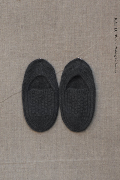Mongolian Cashmere Prayer Slippers - Charcoal - Men’s, Women's