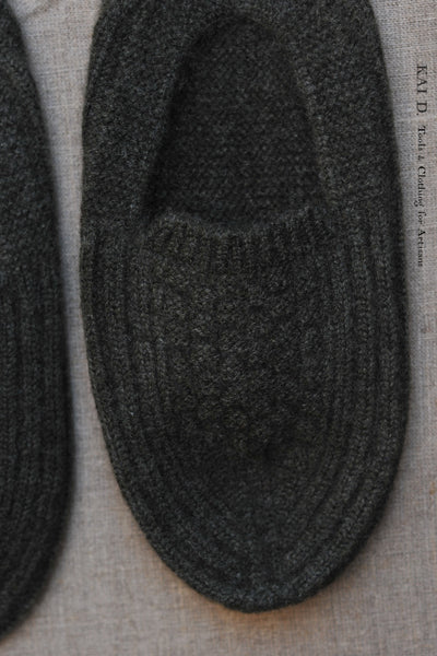 Mongolian Cashmere Prayer Slippers - Charcoal - Men’s, Women's