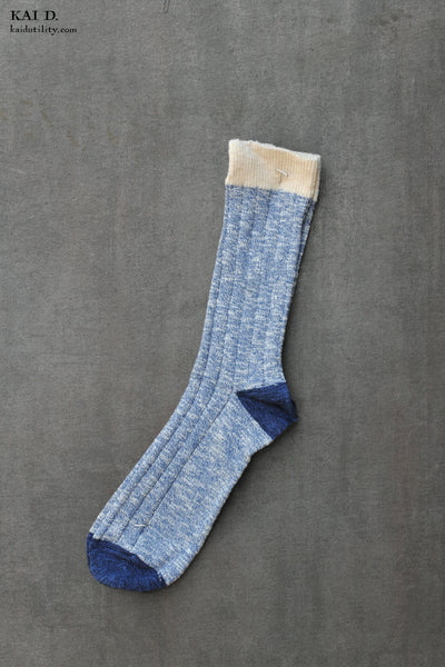 Paul Cotton Slub Socks - Blue
