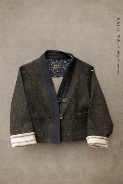 Children's Kimono Jacket - Soft Denim + Brocade - S