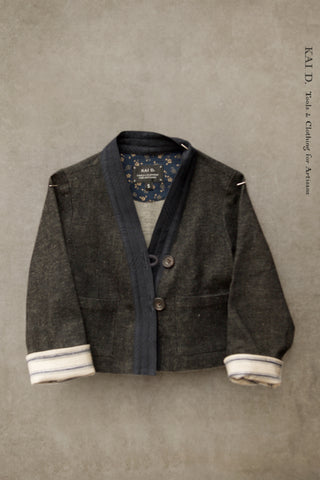 Children's Kimono Jacket - Soft Denim + Brocade - S