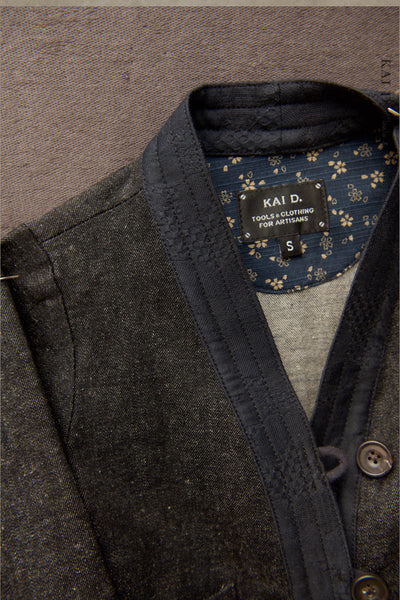 Children's Kimono Jacket - Soft Denim + Brocade - S