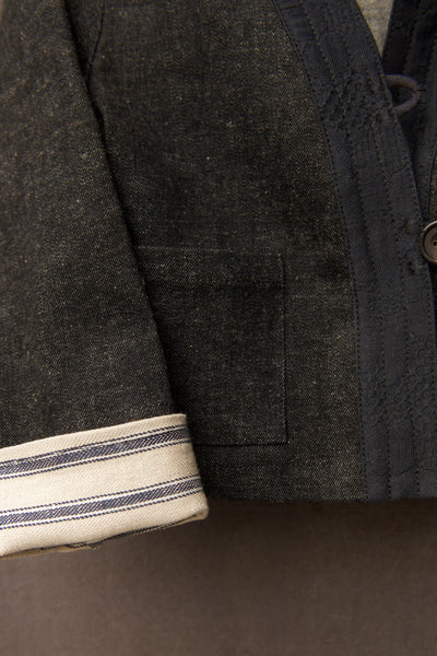 Children's Kimono Jacket - Soft Denim + Brocade - S