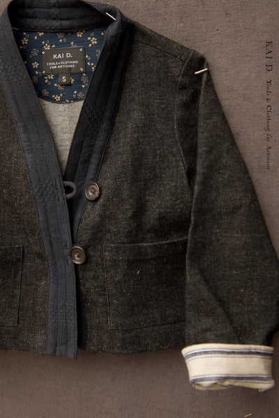Children's Kimono Jacket - Soft Denim + Brocade - S