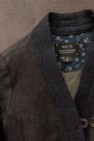 Children's Kimono Jacket - Soft Denim + Nubby Cotton - S