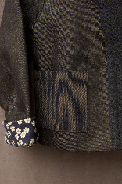 Children's Kimono Jacket - Soft Denim + Nubby Cotton - S