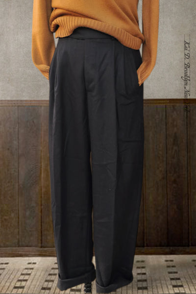 Wide Leg Matisse Pants - Black Virgin Wool - 32, 34