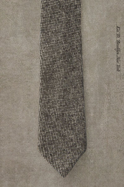 Mini square weave wool tie - Salt-N-Pepper