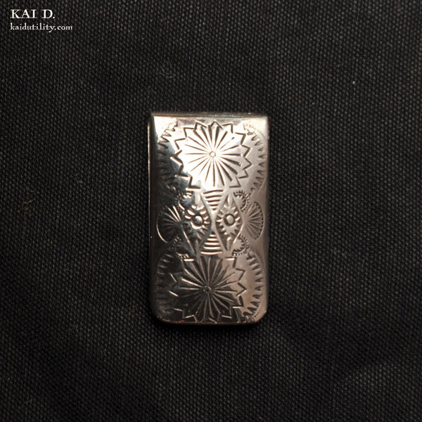 Vintage money clip - Navajo Stamp - Sterling Silver