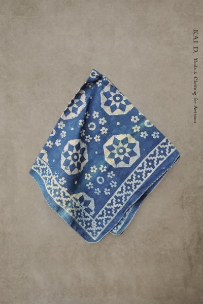 Block Print Cotton Bandana - Washed Indigo