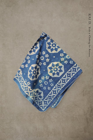 Block Print Cotton Bandana - Washed Indigo