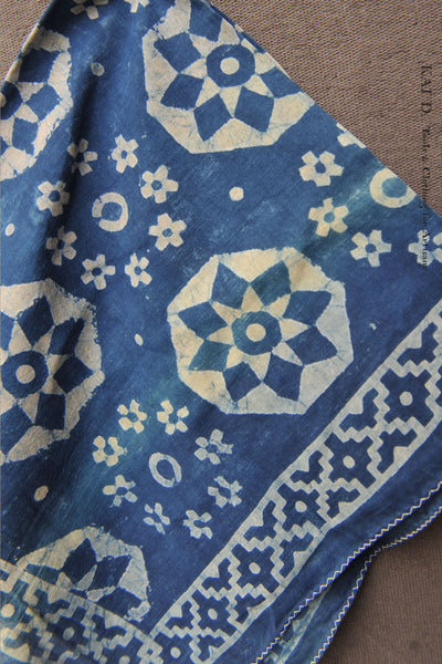 Block Print Cotton Bandana - Washed Indigo