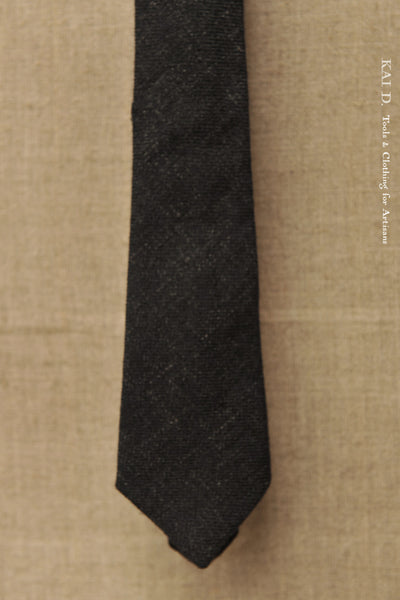 Stipple weave linen wool tie - Black