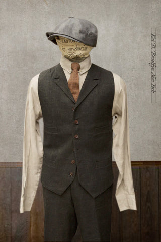 Doyle Vest - Stipple Weave Linen Wool Blend - S, M, L, XL