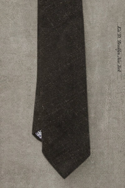 Stipple weave linen wool tie - Black