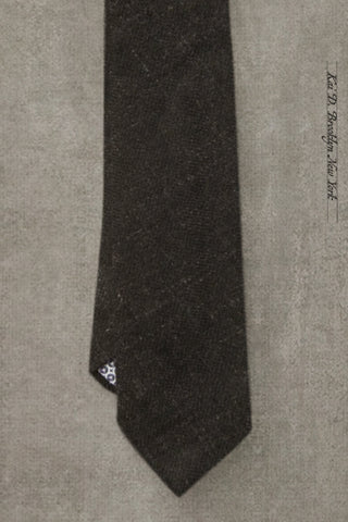 Stipple weave linen wool tie - Black
