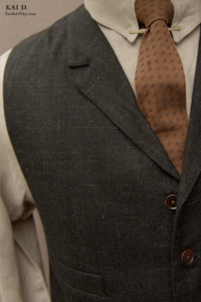 Doyle Vest - Stipple Weave Linen Wool Blend - M, XL