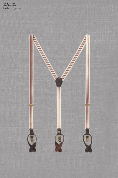 Skinny Elastic Suspenders - Burgundy Stripe