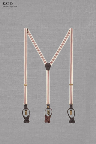 Skinny Elastic Suspenders - Burgundy Stripe
