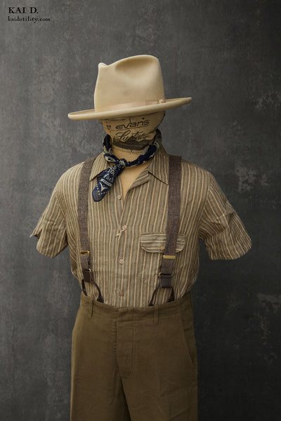Linen Stripe Camp Shirt - M, L