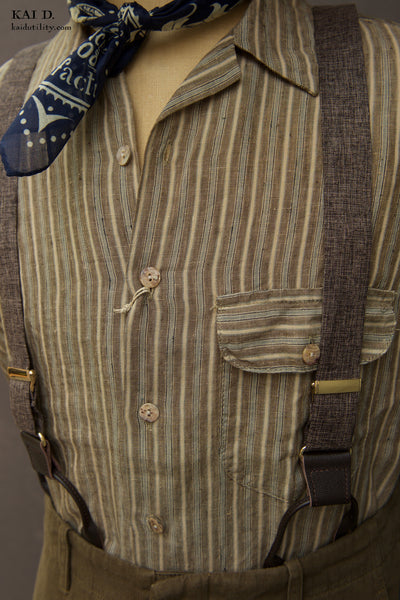 Linen Stripe Camp Shirt - M, L
