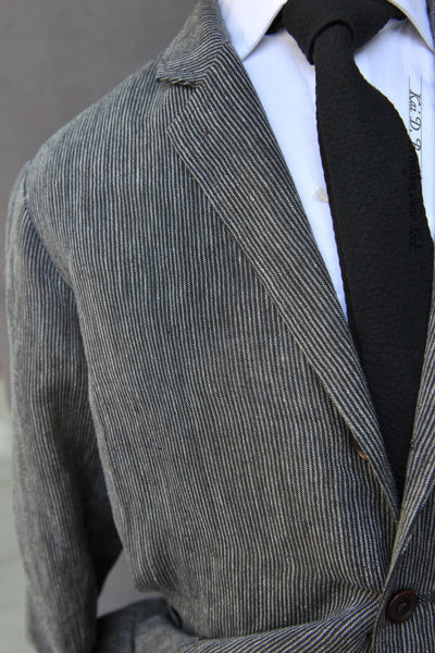 Ginsberg Jacket (Relaxed Fit) - Antique Cotton Linen Stripe - S, M, L