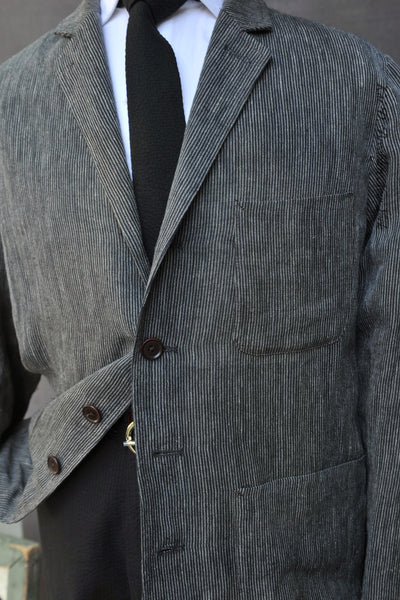 Ginsberg Jacket (Relaxed Fit) - Antique Cotton Linen Stripe - S, M, L