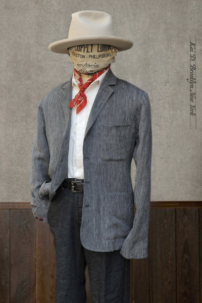 Ginsberg Jacket (Relaxed Fit) - Antique Cotton Linen Stripe - S, M, L