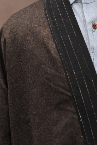Full Length Japanese Farmer Coat - Chalk Stripe Wool - M (NO RETURN)