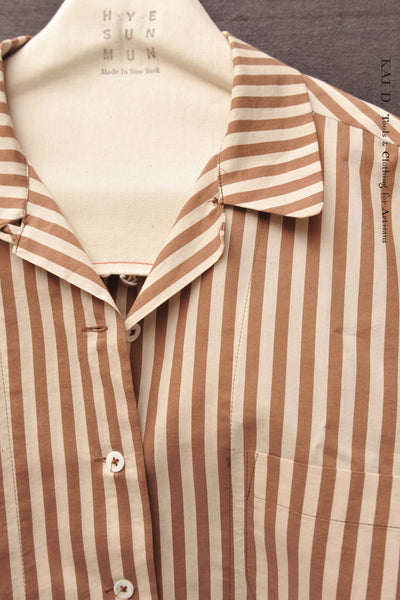Margaret Shirt - Bengal Stripe cotton Brown -  S