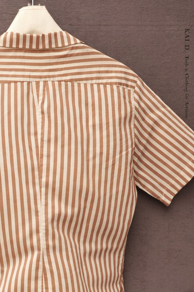Margaret Shirt - Bengal Stripe cotton Brown -  S