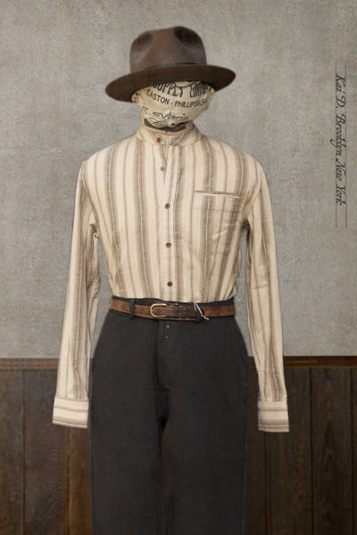Tanner Shirt - Beige/tan Blanket Stripe  - M, L