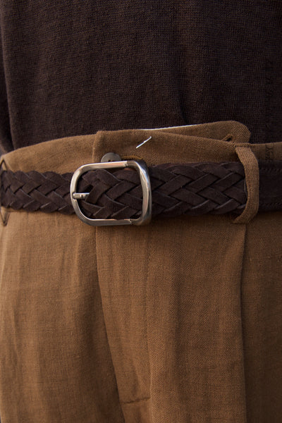 Cliquet Braided Belt - Dark Brown Suede- M, L