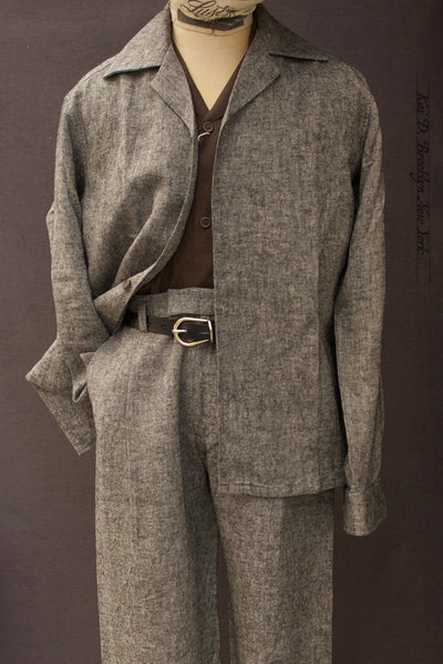 LS Artist Lounge Shirt - Black Grey Summer Tweed - M, L (oversized)