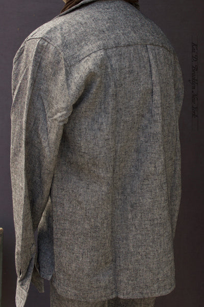 LS Artist Lounge Shirt - Black Grey Summer Tweed - M, L (oversized)