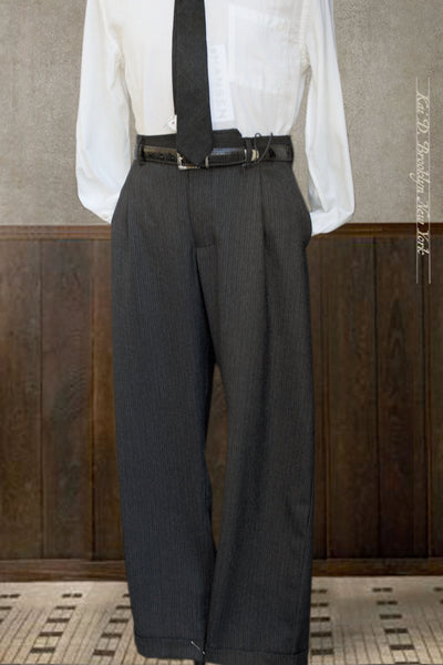 Sune Wide Cut Pleated Trousers - Striped Herringbone Wiil - S, M, L, XL