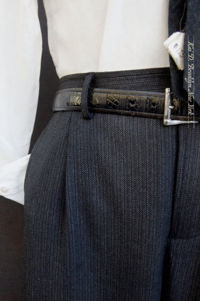 Sune Wide Cut Pleated Trousers - Striped Herringbone Wiil - S, M, L, XL