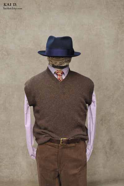 Merino Wool Vest - Dark brown -M