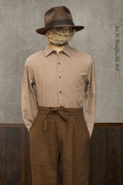 Delancey Shirt - Tan Heather Cotton - S, M, L, XL