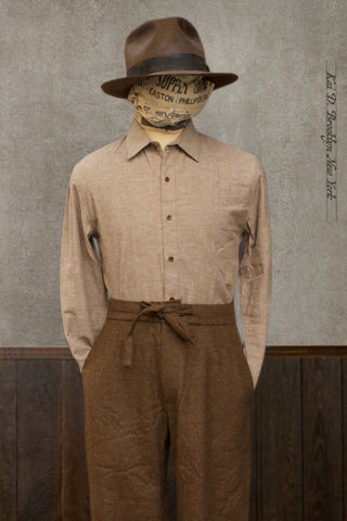 Delancey Shirt - Tan Heather Cotton - S, M, L, XL